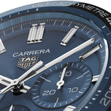 Buy Shop Tag Heuer Carrera Automatic Chronograph Blue Dial Brown Leather Strap Watch for Men - CBN2A1A.FC6537 USA Online