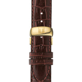 Tissot T Classic Le Locle Automatic Gold Dial Maroon Leather Strap Watch For Men - T41.5.413.73