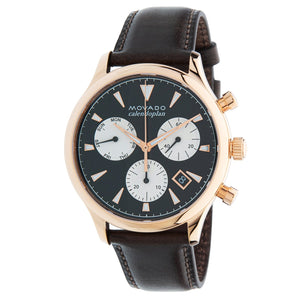 Buy Shop Movado Heritage Calendoplan Chronograph Black Dial Brown Leather Strap Watch for Men - 3650021 USA Online