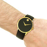 Buy Shop Movado Museum Classic Quartz Black Dial Black Leather Strap Watch for Men - 0607195 USA Online