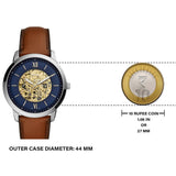 Buy Shop Fossil Neutra Automatic Luggage Skeleton Blue Dial Brown Leather Strap Watch for Men - ME3160 USA Online