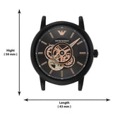 Buy Shop Emporio Armani Luigi Automatic Skeleton Black Dial Black Leather Strap Watch For Men - AR60012 USA Online