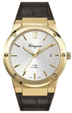 Buy Shop Salvatore Ferragamo F-80 Classic Silver Dial Brown Leather Strap Watch for Men - SFDT00419 USA Online