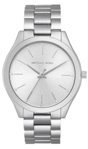 Buy Shop Michael Kors Slim Runway Silver Dial Silver Steel Strap Watch For Women - MK4502 USA Online