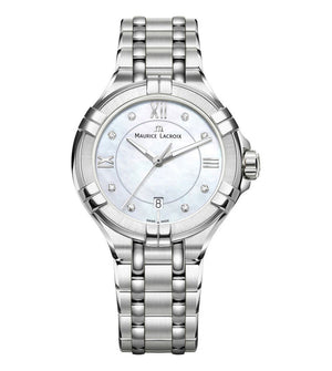 Buy Shop Maurice Lacroix Aikon White Mother of Pearl Dial Silver Steel Strap Watch for Women - AI1004-SS002-170-1 USA Online