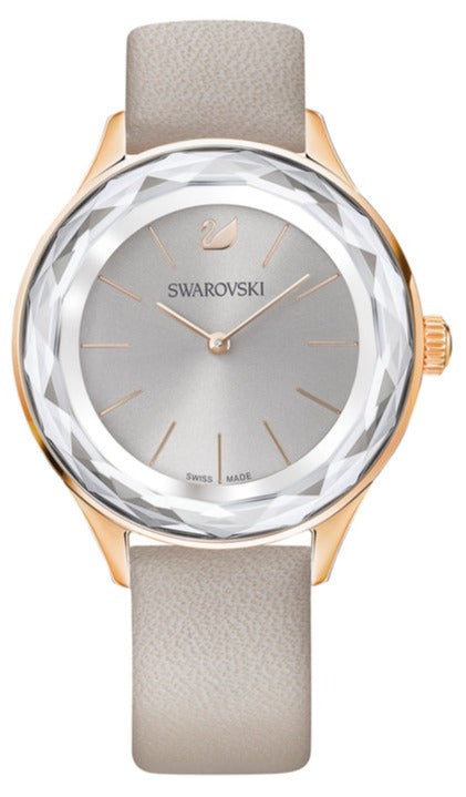 Buy Shop Swarovski Octea Nova Grey Dial Grey Leather Strap Watch for Women - 5295326 USA Online