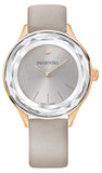 Swarovski Octea Nova Grey Dial Grey Leather Strap Watch for Women - 5295326