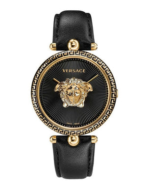Buy Shop Versace Palazzo Empire Black Dial Black Leather Strap Watch for Women - VCO020017 USA Online