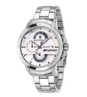 Buy Shop Maserati Ingegno Chronograph White Dial Silver Steel Strap Watch For Men - R8873619004 USA Online
