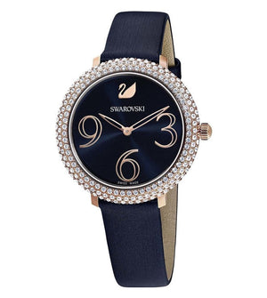 Buy Shop Swarovski Crystal Frost Blue Dial Blue Leather Strap Watch for Women - 5484061 USA Online