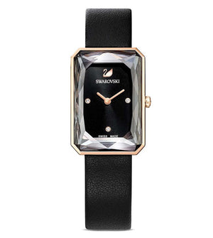 Buy Shop Swarovski Uptown Black Dial Black Leather Strap Watch for Women - 5547710 USA Online