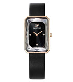 Swarovski Uptown Black Dial Black Leather Strap Watch for Women - 5547710