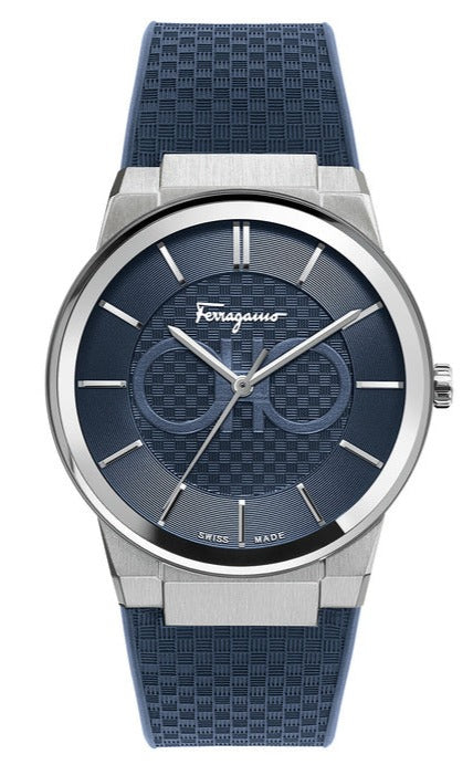 Buy Shop Salvatore Ferragamo Sapphire Blue Dial Blue Rubber Strap Watch for Men - SFHP00120 USA Online