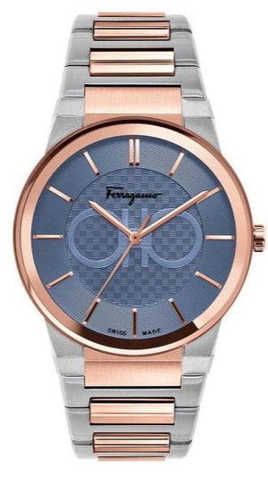 Buy Shop Salvatore Ferragamo Sapphire Blue Dial Two Tone Steel Strap Watch for Men - SFHP007-20 USA Online