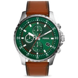 Buy Shop Fossil Dillinger Luggage Chronograph Green Dial Brown Leather Strap Watch for Men - FS5734 USA Online