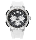 Buy Shop Michael Kors Sidney Multifunction Black Dial White Silicone Strap Watch For Women - MK6947 USA Online