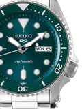 Seiko 5 Sports Automatic Green Dial Silver Steel Strap Watch For Men - SRPD61K1