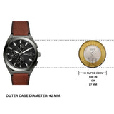 Buy Shop Fossil Everett Chronograph Grey Dial Brown Leather Strap Watch for Men - FS5799 USA Online