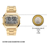 Buy Shop Fossil Retro Digital Gold Dial Gold Steel Strap Watch for Men - FS5843 USA Online