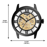 Buy Shop Fossil Townsman Automatic Skeleton Black Dial Black Steel Strap Watch for Men - ME3197 USA Online