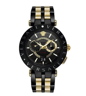 Buy Shop Versace V-Race Analog Quartz Black Dial Two Tone Steel Strap Watch For Men - VEBV00619 USA Online