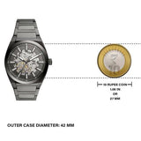 Buy Shop Fossil Everett Automatic Skeleton Grey Dial Grey Steel Strap Watch for Men - ME3206 USA Online