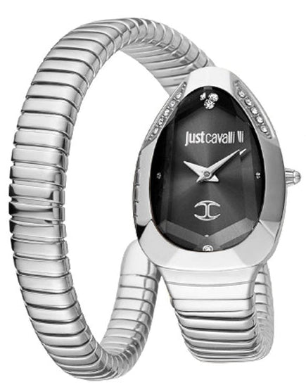 Buy Shop Just Cavalli Serpente Metallica Black Dial Silver Steel Strap Watch for Women - JC1L208M0025 USA Online