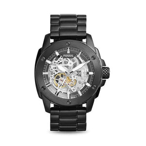 Buy Shop Fossil Modern Machine Automatic Silver Dial Black Steel Strap Watch for Men - ME3080 USA Online