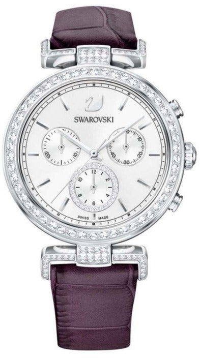 Buy Shop Swarovski Era Journey Chronograph Silver Dial Purple Leather Strap Watch for Women - 5296835 USA Online