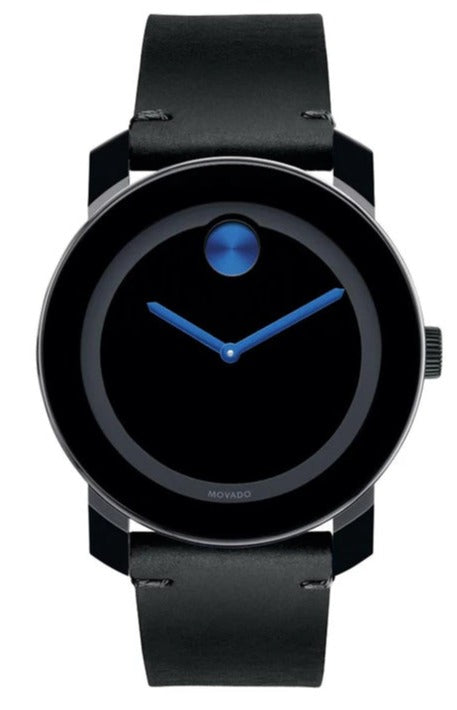 Buy Shop Movado Bold TR90 Black Dial Black Leather Strap Watch For Men - 3600307 USA Online