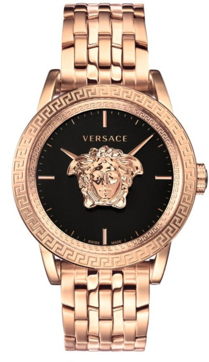 Buy Shop Versace Palazzo Empire Black Dial Rose Gold Steel Strap Watch for Men - VERD00718 USA Online