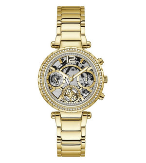 Buy Shop Guess Solstice Diamonds Gold Dial Gold Steel Strap Watch for Women - GW0403L2 USA Online