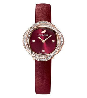 Buy Shop Swarovski Crystal Flower Red Dial Red Leather Strap Watch for Women - 5552780 USA Online