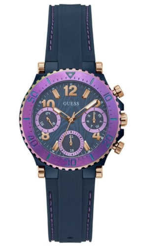 Buy Shop Guess Cosmic Multifunction Blue Dial Blue Silicone Strap Watch For Women - GW0466L2 USA Online