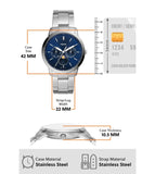Buy Shop Fossil Neutra Minimalist Moonphase Blue Dial Silver Steel Strap Watch for Men - FS5907 USA Online