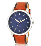 Buy Shop Fossil Minimalist Blue Dial Brown Leather Strap Watch for Men - FS5304 USA Online