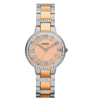 Buy Shop Fossil Virginia Rose Gold Dial Two Tone Steel Strap Watch for Women - ES3405 USA Online