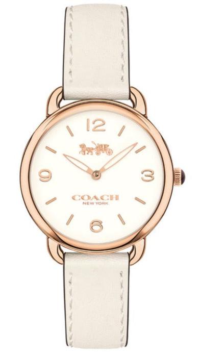 Buy Shop Coach Delancey White Dial White Leather Strap Watch for Women - 14502790 USA Online