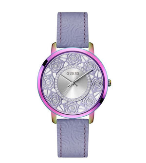 Buy Shop Guess Dahlia Analog Silver Dial Purple Leather Strap Watch For Women - GW0529L4 USA Online