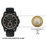 Buy Shop Armani Exchange Outerbanks Chronograph Black Dial Black Silicone Strap Watch For Men - AX1343 USA Online