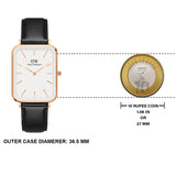 Buy Shop Daniel Wellington Quadro White Dial Black Leather Strap Watch For Women - DW00100450 USA Online