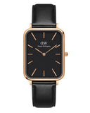 Buy Shop Daniel Wellington Quadro Black Dial Black Leather Strap Watch For Women - DW00100449 USA Online