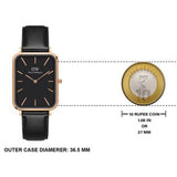 Buy Shop Daniel Wellington Quadro Black Dial Black Leather Strap Watch For Women - DW00100449 USA Online