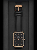 Buy Shop Daniel Wellington Quadro Black Dial Black Leather Strap Watch For Women - DW00100449 USA Online
