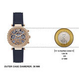 Buy Shop Guess Solistice Diamonds Roe Gold Dial Black Rubber Strap Watch for Women - GW0484L2 USA Online