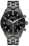 Movado Heritage Calendoplan Chronograph Black Dial Black Steel Strap Watch For Men - 3650125