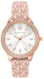 Michael Kors Tibby Silver Dial Pink Leather Strap Watch for Women - MK1050