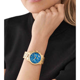 Buy Shop Michael Kors Runway Chronograph Blue Dial Gold Steel Strap Watch For Women - MK7353 USA Online