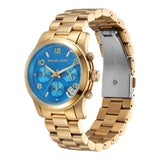 Buy Shop Michael Kors Runway Chronograph Blue Dial Gold Steel Strap Watch For Women - MK7353 USA Online