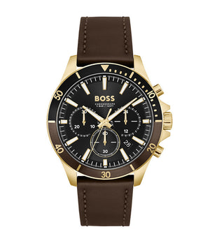 Buy Shop Hugo Boss Troper Chronograph Black Dial Brown Leather Strap Watch For Men - 1514100 USA Online